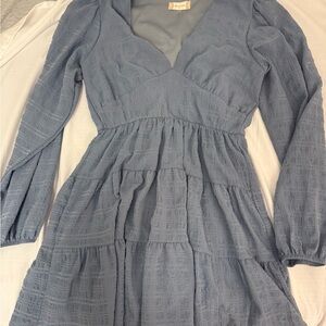 Elegant Blue Tiered Dress